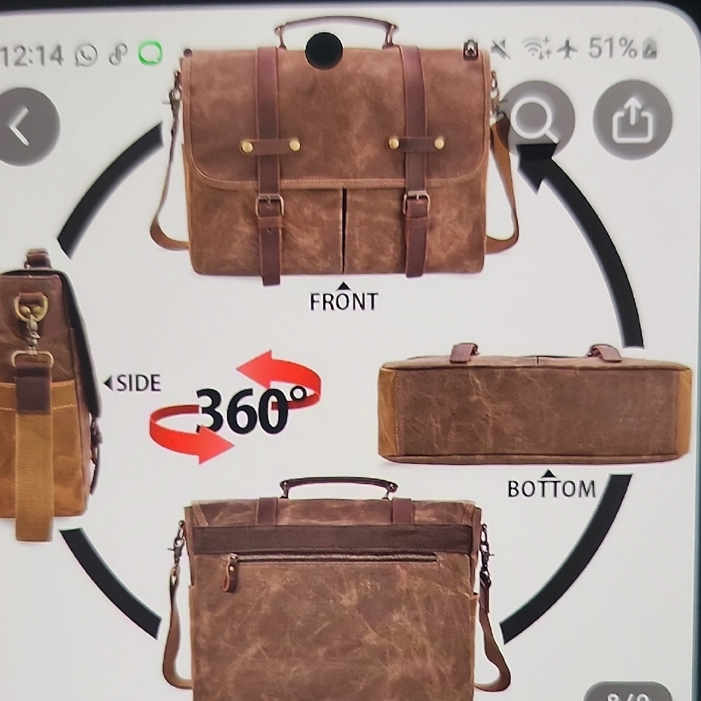 Brown Leather Messenger Bag - Picture 9 of 11